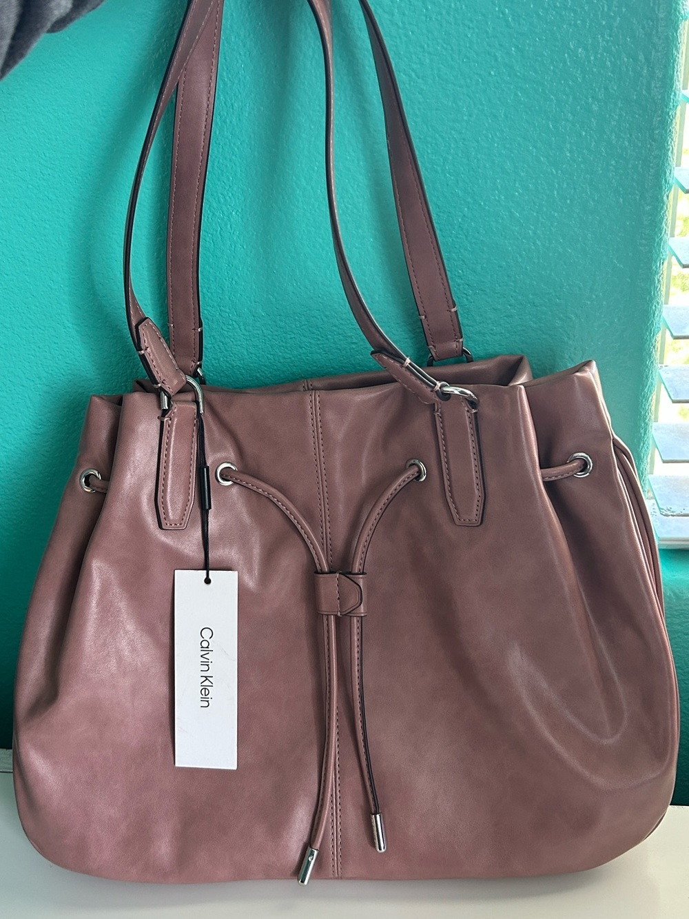 Calvin Klein Women's Drawstring Shoulder Bag - Rose Taupe
